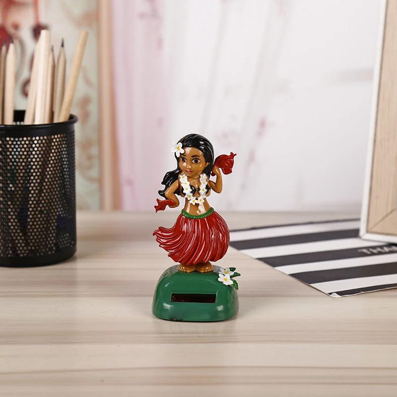 @@Car Ornament Solar Ornament Bobblehead Doll Hawaiian Girl Shape Ornament Gift Creative Interior Car Supplies Car Doll Ornament TypeA-Red