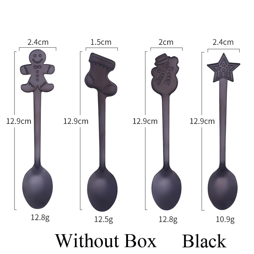 4pcs/set Stainless Steel Christmas Tableware Coffee Spoons Ice Cream Desserts Spoon Snowman Xmas Tree Kids Drinking Tea Scoops