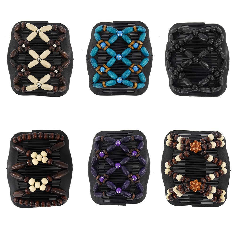 Peigne Magique Polyvalent en Perles de Bois pour Coiffure