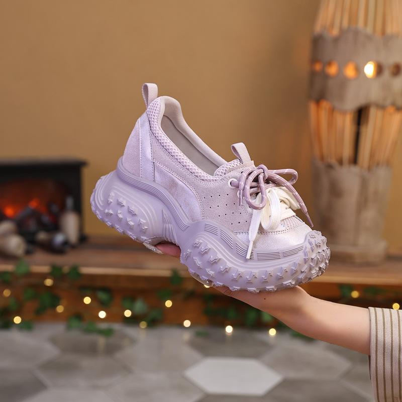 Small thick-soled dad shoes women's new spring durian sole heightening casual sports shoes show small and low-top feet