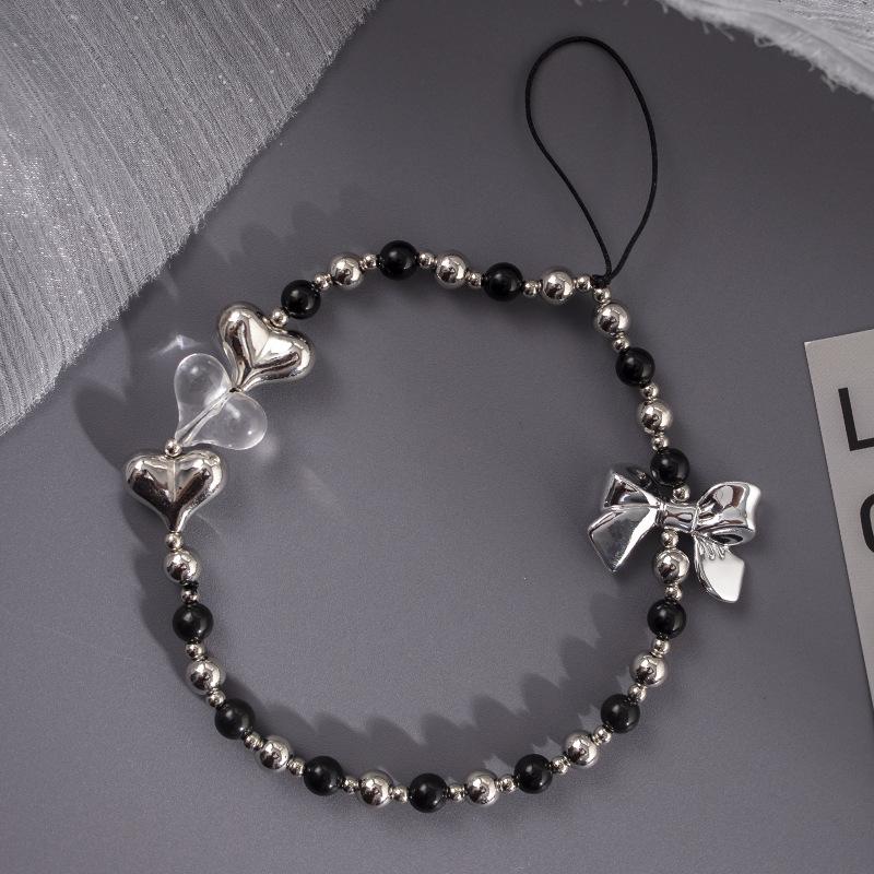 Stylish Anti-Fall Pearl Phone Chain: Short, Single Buckle Durable Wrist Strap with Heart Charm