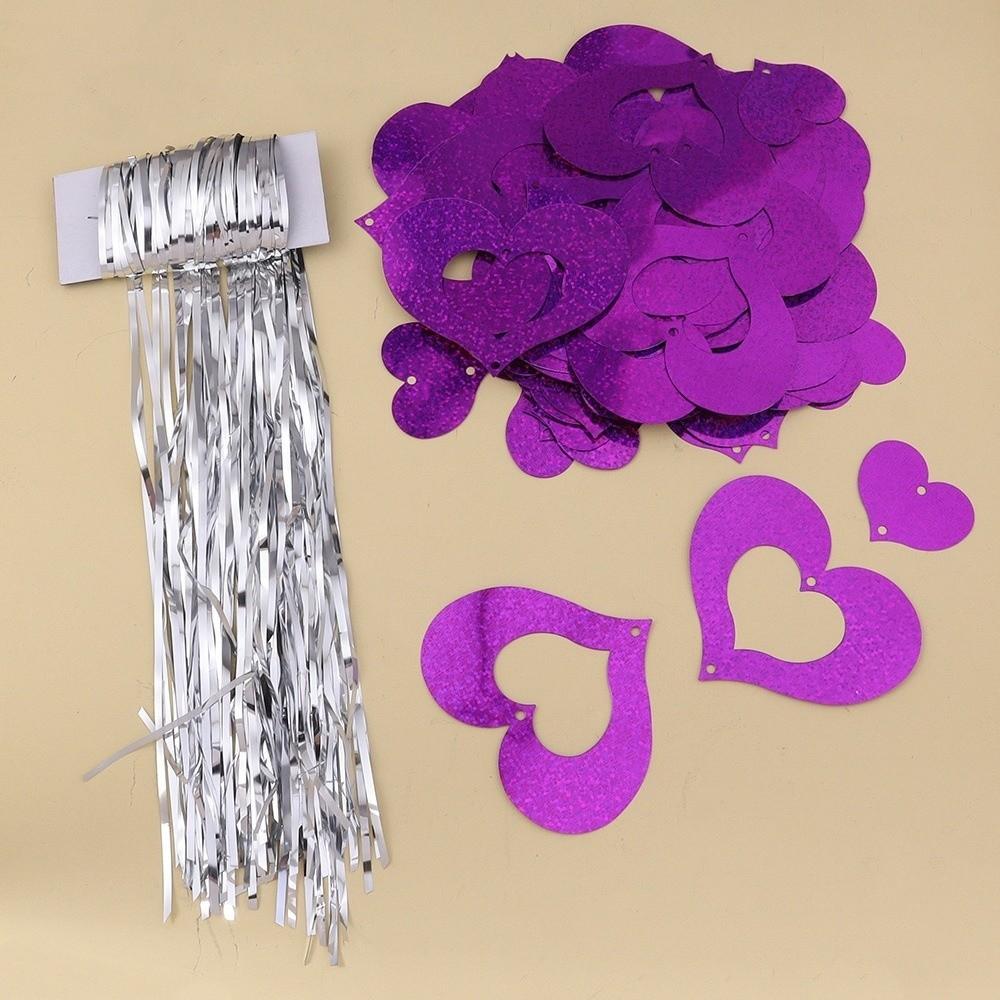 

Creative Red Heart Laser Sequin Garland PVC DIY Heart String Garland Love Letter Hanging Decorations Valentine s Day Ornaments фиолетовый
