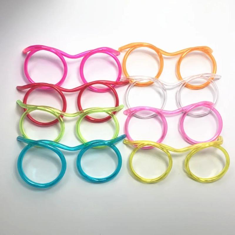 Straw Glasses Funny Soft PVC Glasses Flexible Drinking Straws Home Party Supplies Bar Supplies Creativity Child Gift