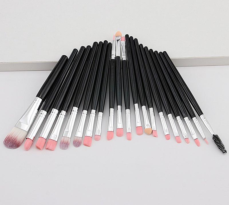 20-Piece Eye Makeup Brush Set: Includes Eyebrow, Foundation, Eyeshadow, Lip, and Contour Brushes.