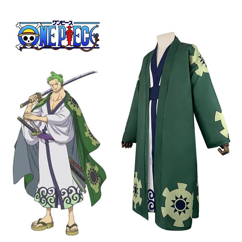 Roronoa One Piece Zoro Cosplay Costume Kimono Robe Full Suit Halloween Play Role