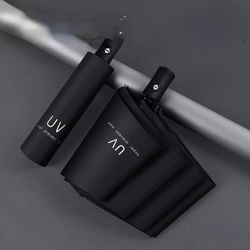 Women\Man Fashion  Automatic Black GlueSunscreen Anti-UV Sun Umbrella Three Fold Dual-use Rain Umbrella Outdoor Leisure Entertainment Folding Umbrella