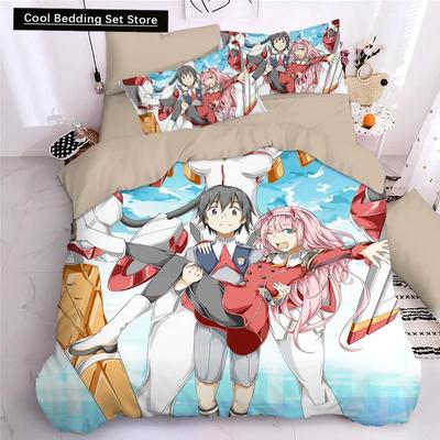 Darling In The Frank XX Bettwäsche-Sets, japanische Anime-Spielfigur, 3D-Druck, Bettbezug-Sets, Twin Queen King Single Size Bettwäsche