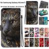 Handmade PU Leather Flip Case for Samsung Galaxy XCover7 (SM-G556B/G556BU1)- Anti-Slip Shockproof Cover with Wrist Strap & Heart/Rose Cat Designs