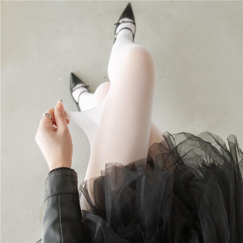 Super bright silver polka dot stockings pantyhose luxury personality thin through jk socks women spring and summer leggings black silk women