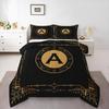 Homewish Black and Gold Duvet Cover Set, Monogrammed Bedding Set, Personalized Initial Letter Bedroom Set, Room Decor