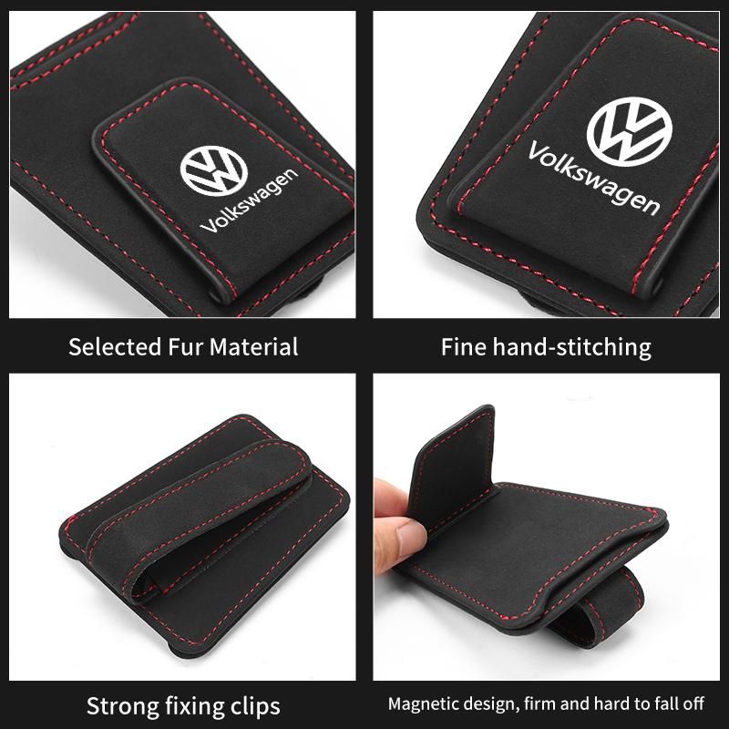 For Volkswagen VW Car Glasses Clip Sun Visor Sunglasses Card Holder Accessory Golf 4 5 6 7 Polo Jetta Sagitar Magotan Passat B5 Zj0