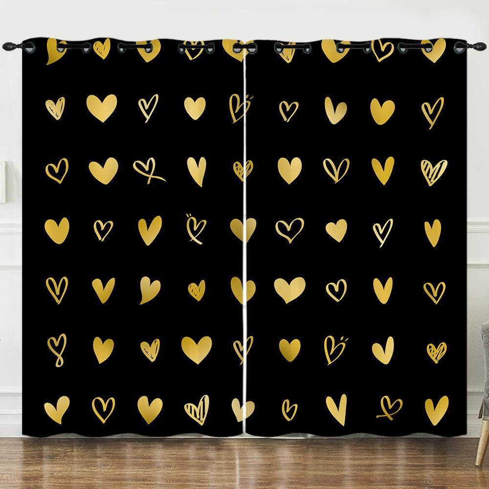 Curtains Full Screen Love Romantic 3D Digital Printing Blackout Curtain Punching