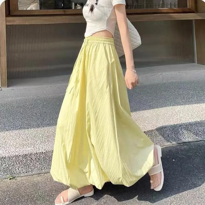 Damhög midja Maxikjol Dragsko Flödande A-linjeformad Vardaglig Sommar Långkjol