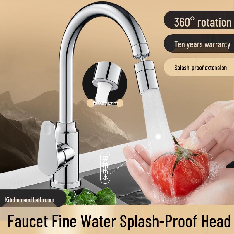 Universal Anti-Splash Kitchen Faucet Extender with Rotating Shower Head