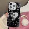 Gothic Snake & Heart Phone Case for iPhone 17 16 15 14 Plus 13 12 11 Pro Max Dark Aesthetic TPU Fashion Protective Cover