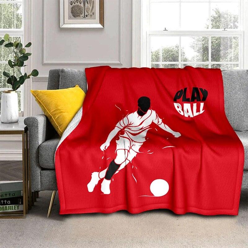3d fotbal fotbal sportovní silueta vzor manta potah na rozkládací pohovku měkká deka kostkovaná měkká teplá flanel přehazovací deky ventilátory dárek
