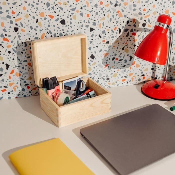 Boîte de rangement - CREATIVE DECO - 19,5 x 15 x 10 cm - Bois massif - Naturel - Personnalisable