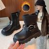 Children Leather Boots Suede Warm Kids  Boots Korean Style Versatile  Autumn Winter Girls Princess Boots Round Toes