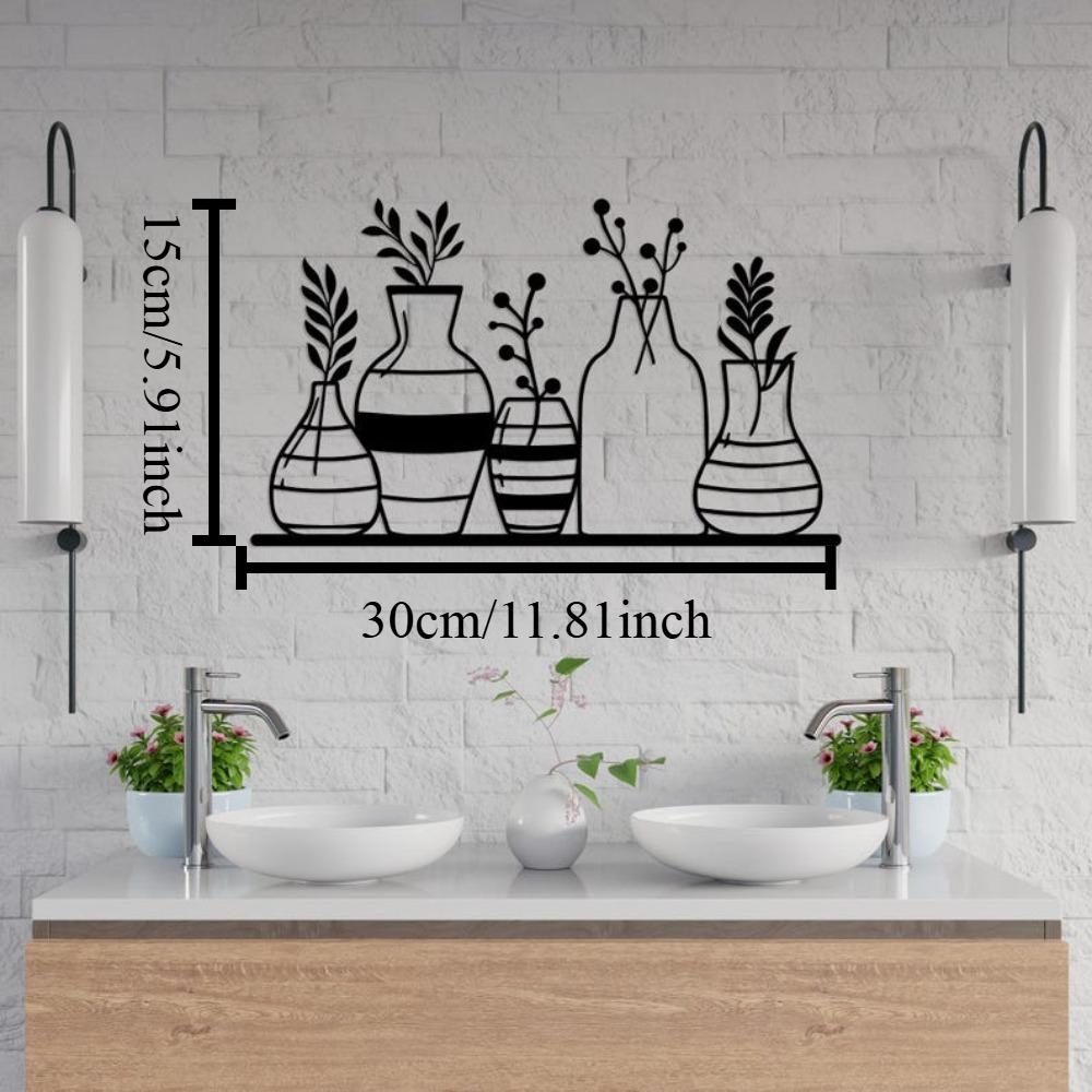 Wrought Iron Vase Wall Art Minimalist Metal Silhouette Home Decor