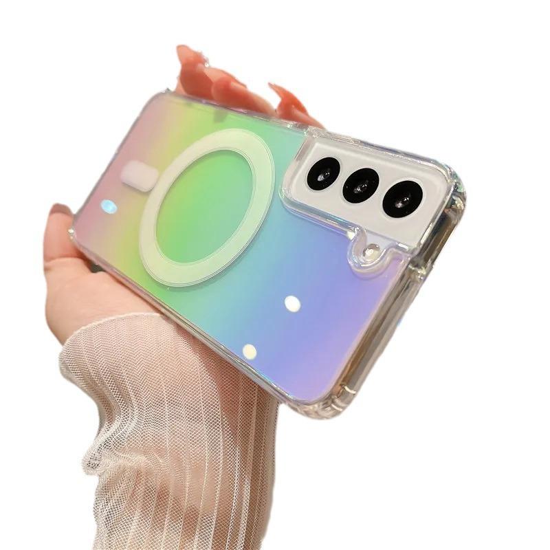 New Gradient Shell Samsung S24ultra Mobile Case Anti Fall Aurora Suitable for S23plus Transparent Color Plated Laser