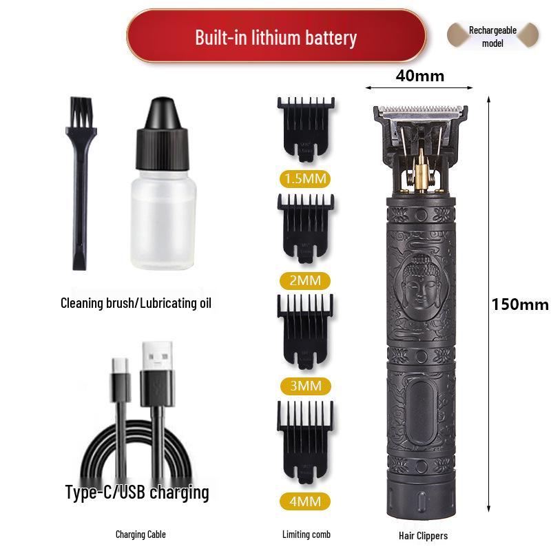 Profesyonel Elektrikli Saç Kesme Makinesi ve Gravür Jileti - Berber Makası Dahil