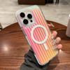 For iPhone 16 Pro Magnetic Case Dazzling Gradient Color PC+TPU Phone Back Cover Corrugated Design