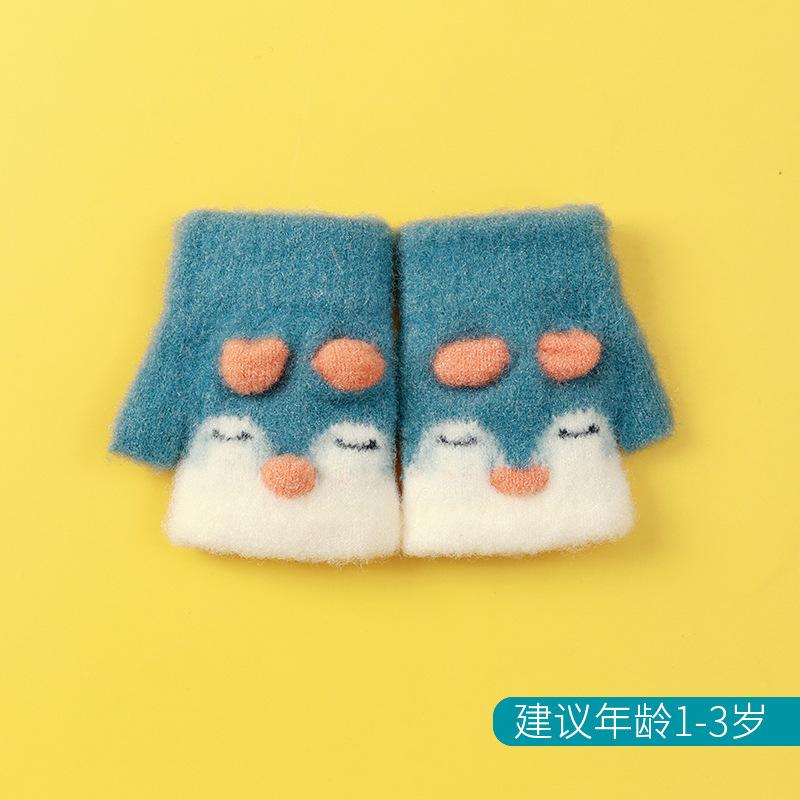 Xuehuaxiu Children's Thermal Gloves Cute Cartoon Baby Toddler Half Finger Bag Knitting Wholesale Children's Models