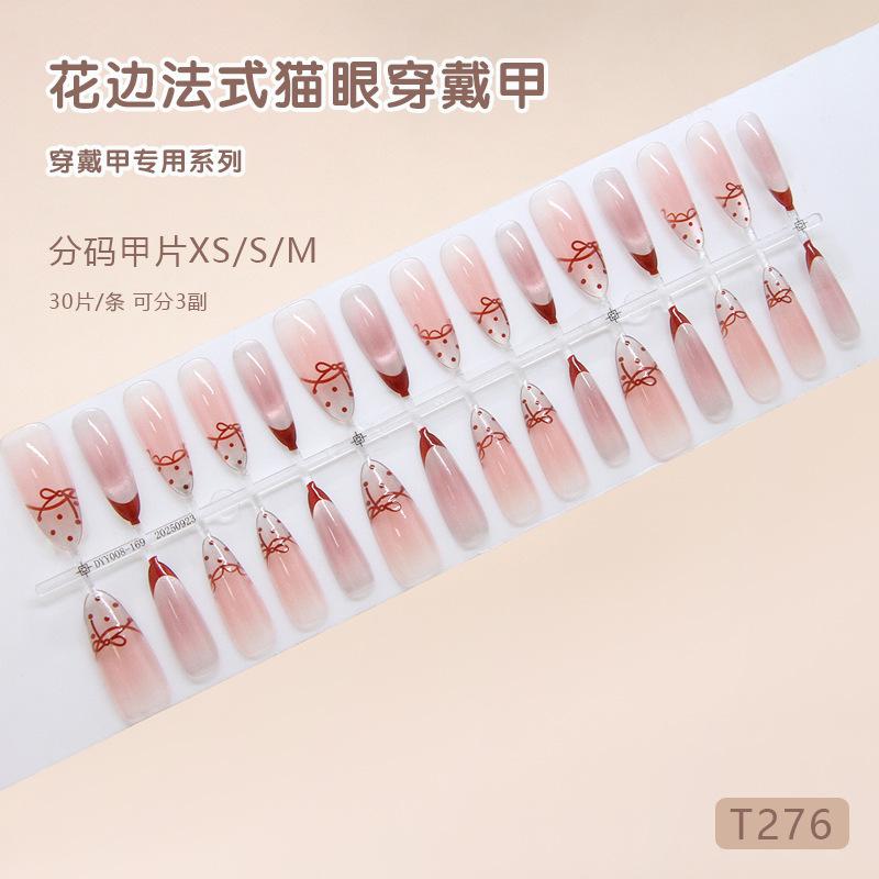 Ручная работа сборный тиреоидный легкий румянец кошачий глаз край французский бант горошек ins стиль съемный 30 штук