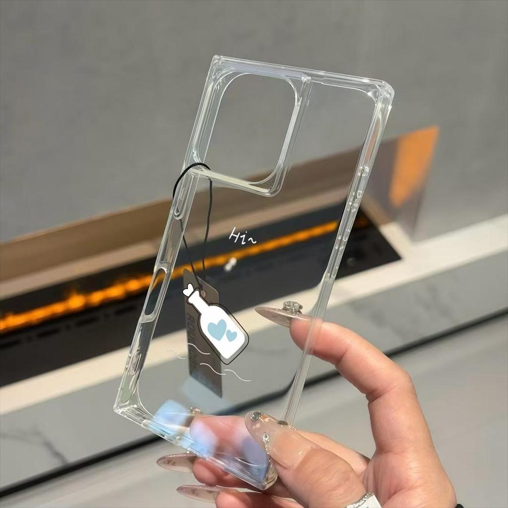 Clear Square Back Tube Case Protection For iPhone 14 Pro Max 16 ProMax 13 12 15 Plus 11 Heart Bottle Pattern
