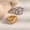 18K Gold-Plated French Retro Geometric Zirconia Ring for Women