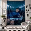Wall Hanging Tapestry With Custom Name & Text, Blue Lock Decorative Tapestry For Bedroom