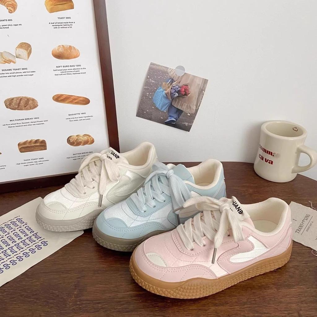 Blue platform shoes women's moral training 2025 autumn new niche design sports leisure student white shoes