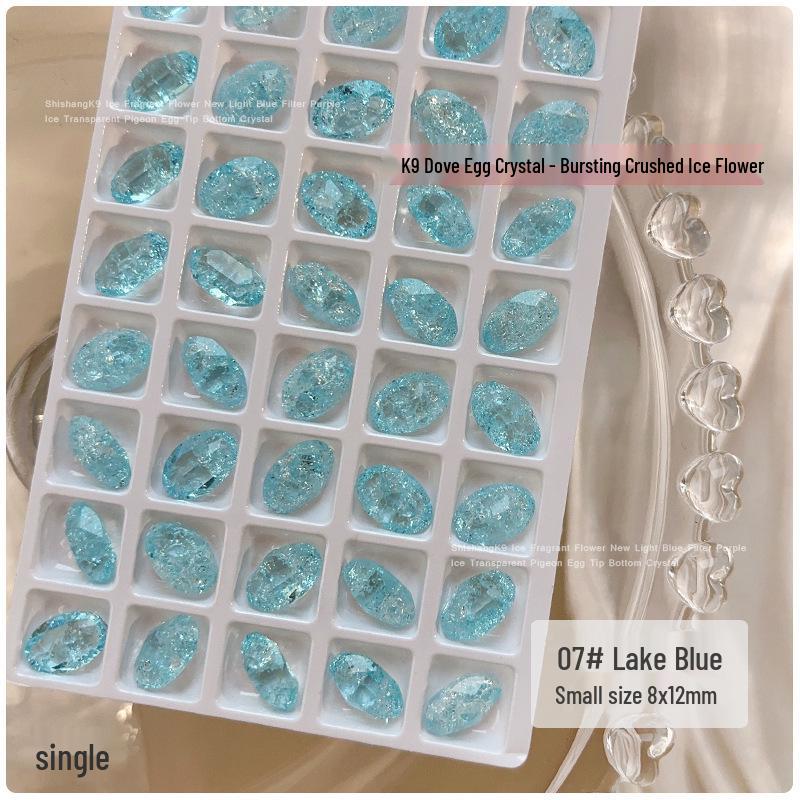 K9 Crystal Burst Rhinestone Nail Art Decorations - Light Blue, Fruit Green, Purple, Translucent White, Pointed Back Large Rhinestones.