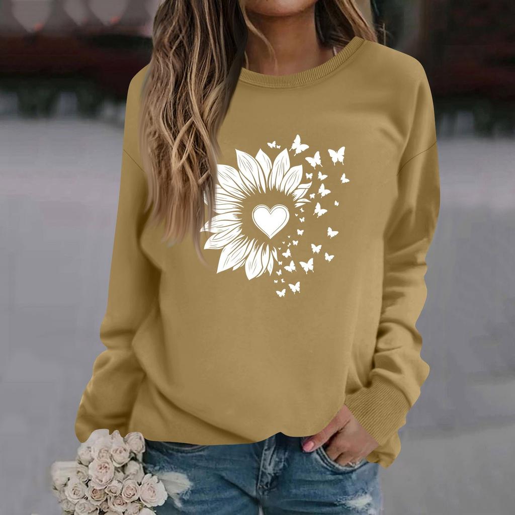 Modă Femei Casual Mânecă Lungă Culoare Solidă Imprimat Gât Rotund Top Hanorac