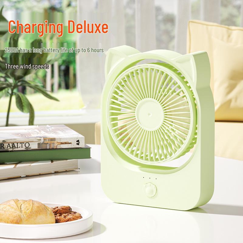 

26-Year New Cat Ear Mini USB Fan: Ultra-Light, Quiet, Portable Handheld/Desktop Fan for Office Use 13.5*3.2*18.2 cm зелений