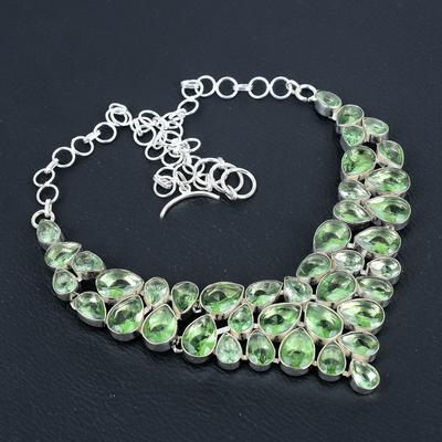 Colier Handmade din Argint Sterling 925 cu Piatră Prețioasă Ametist Verde, Colier din Argint cu Ametist Verde Pentru Soție, Colier Unisex Cadou de Ziua de Naștere Pentru Soție