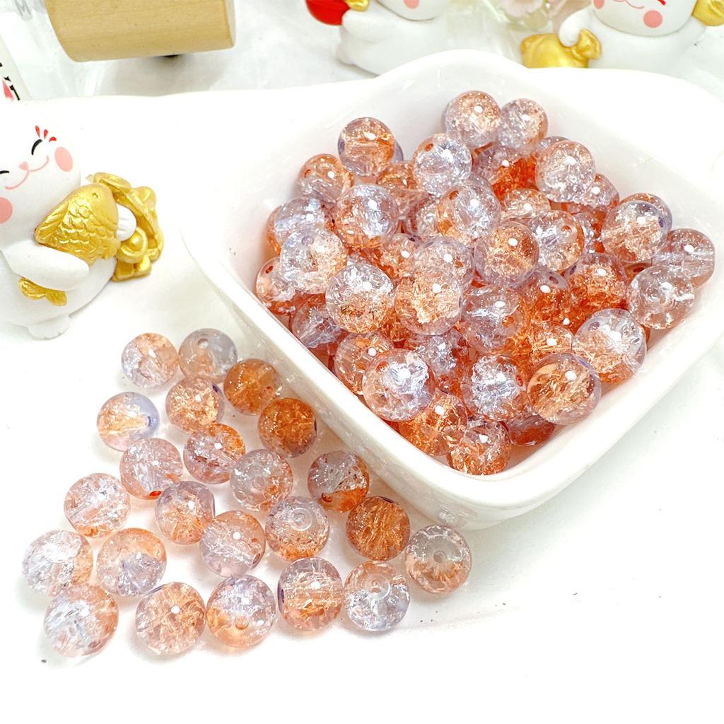 10mm Crackle Glass Round Beads, Loose Spacer Beads DIY Accessories for Bracelet Making 50pcs