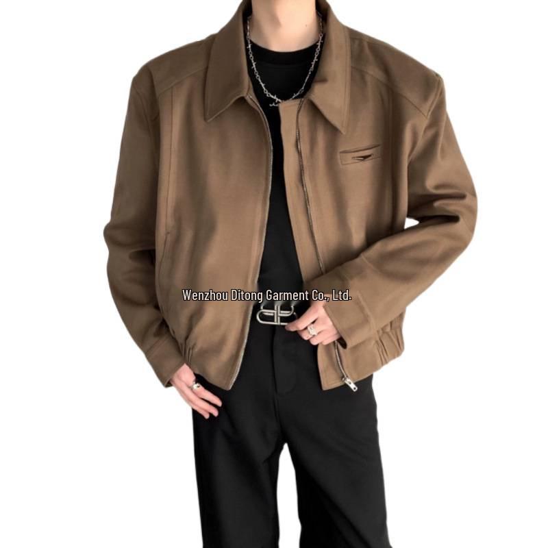 Men's American Style Short Jacket: Trendy Korean Ins Street Fashion, High-Class Zipper Lapel for Spring & Autumn