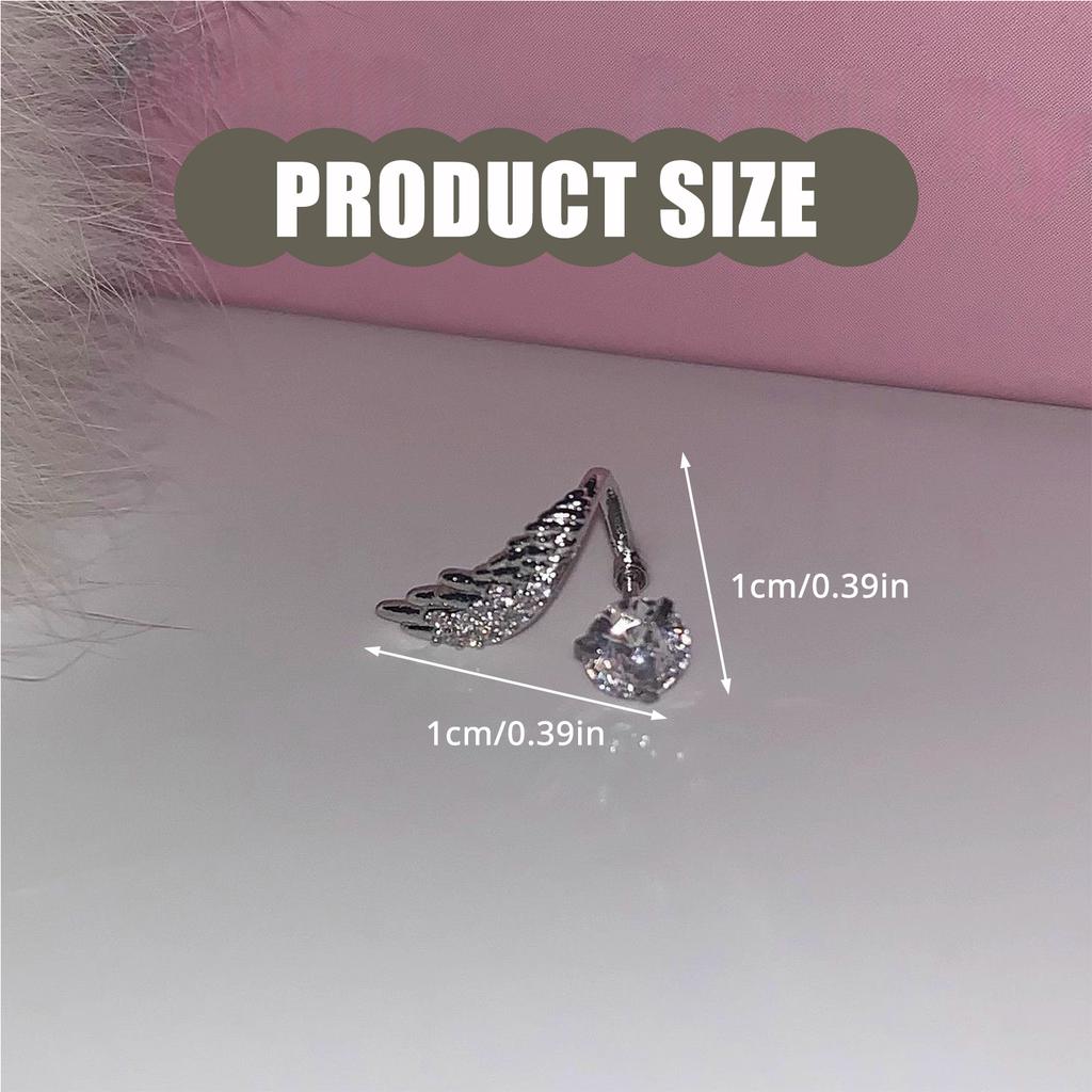 Elegant Wing Alloy Ear Bone Nail With Rhinestones Stone Cartilage Stud Earring For Women Fashion Jewelry Accessories