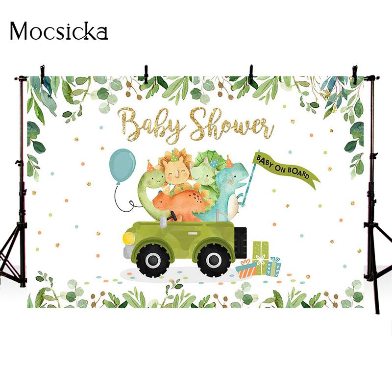 Mocsicka Baby Shower Photography Background Tropical Jungle Animals Party Decoration Props Child Portrait Photo Backdrop Banner