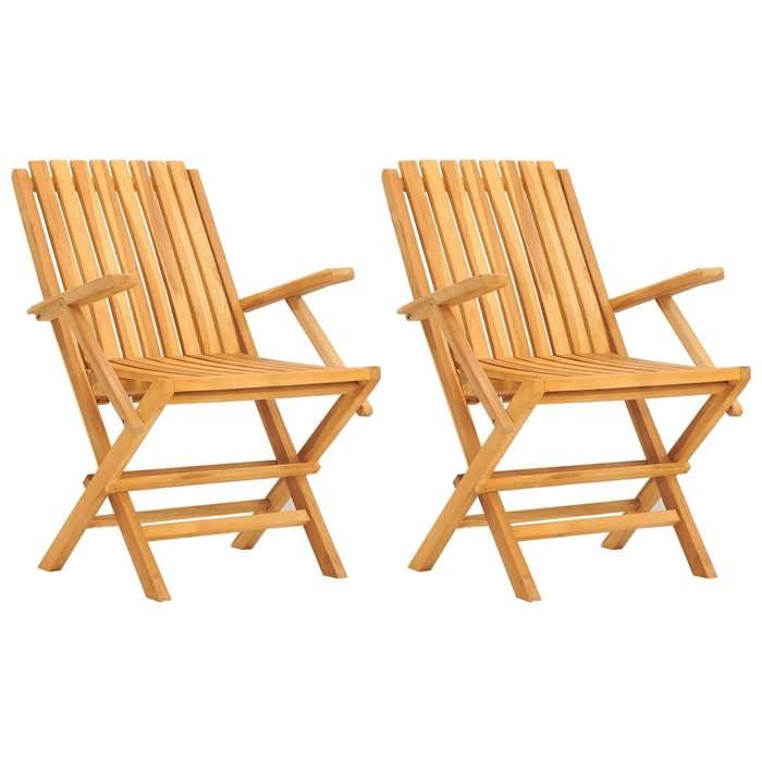 VidaXL Chaises de jardin pliantes 2 pcs 61x67x90 cm bois massif teck 362758