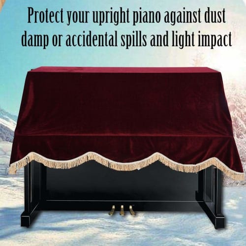 Dustproof Piano Cover for Upright Pianos, 202*161cm, Soft, Lightweight, Compact, Upright Piano Cover, Made of Pruche Fabric (Red)