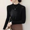 Women's High-Quality Textured Winter Sweater with Half-High Collar and Long Sleeves