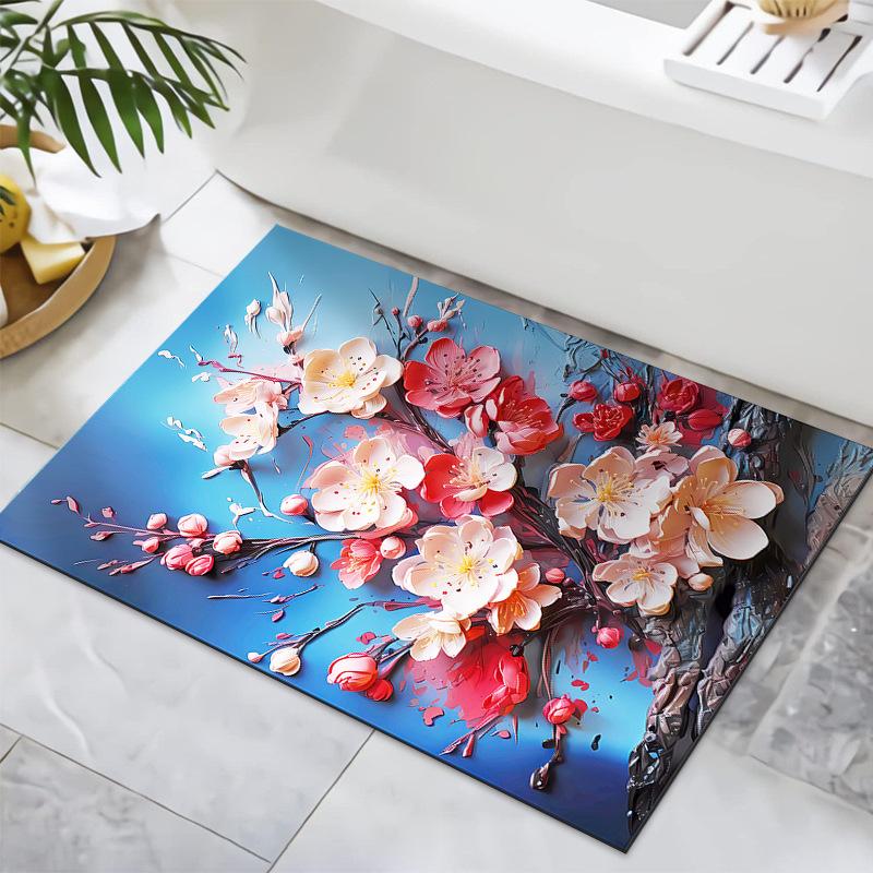3D Visual Flower Diatom Mud Floor Mat Bathroom Floor Mat Entrance Door Mat Bathroom Absorbent Foot Mat