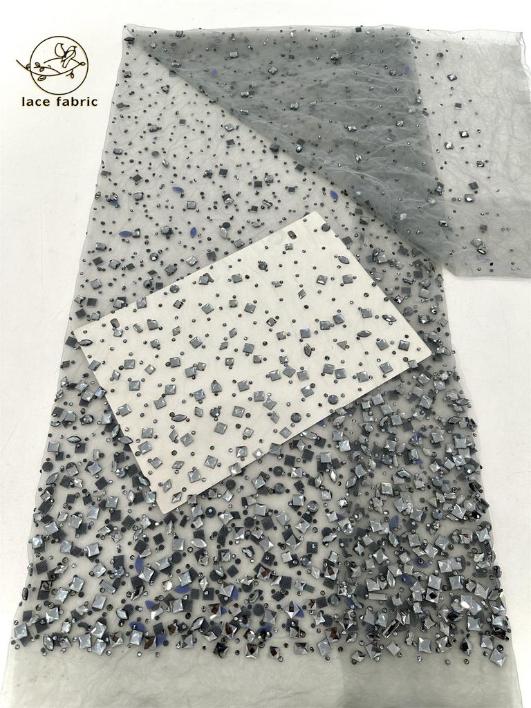 African Heavy Stones Lace Fabric 2025 High Quality for Women Nigerian French Stones Tulle Lace Fabric Wedding Party Dress Sewing