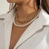 Collar de perlas blancas de imitación multicapa, cadena de cuentas, estilo punk, para damas, para bodas, collar corto de clavícula, joyería para banquetes.