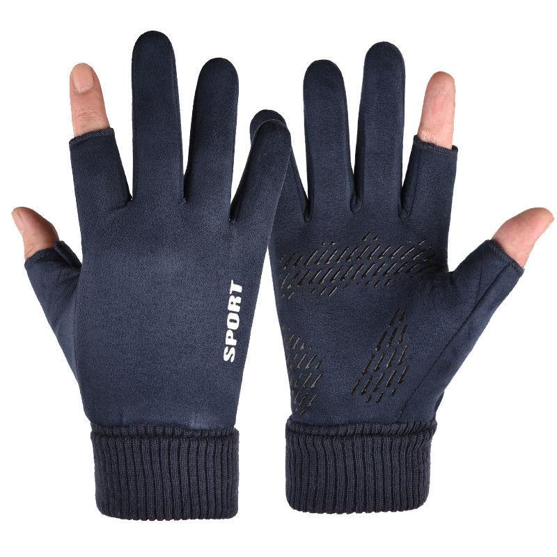 

Замшеві рукавички, чоловічі осінньо-зимові, для тепла на вулиці, сенсорні, велюрові, тонкі, для велоспорту, мотоцикла, бавовняні рукавички One Size