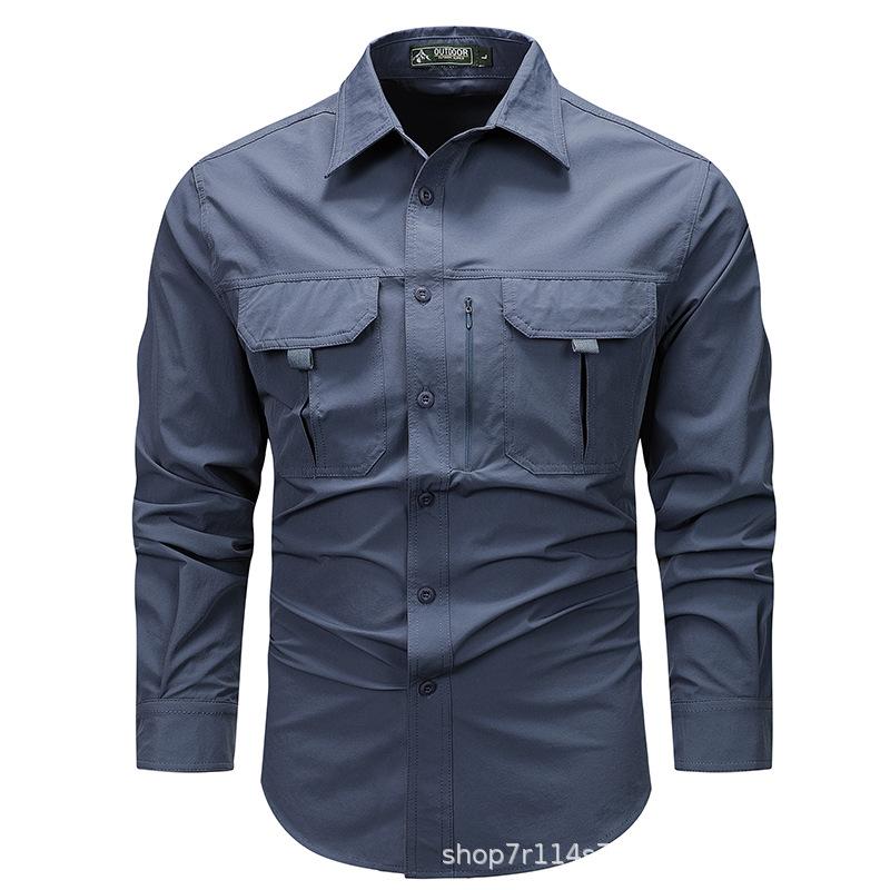 Pure Cotton Work Shirt Jacket Men's Long-sleeved Spring and Autumn Thin Loose Large Size Autumn Casual Jacket Shirt