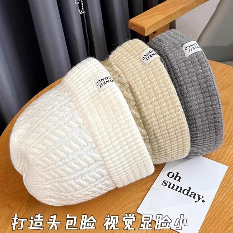 Bucket hat winter women's warm new bucket hat versatile washbasin hat wool knitted hat