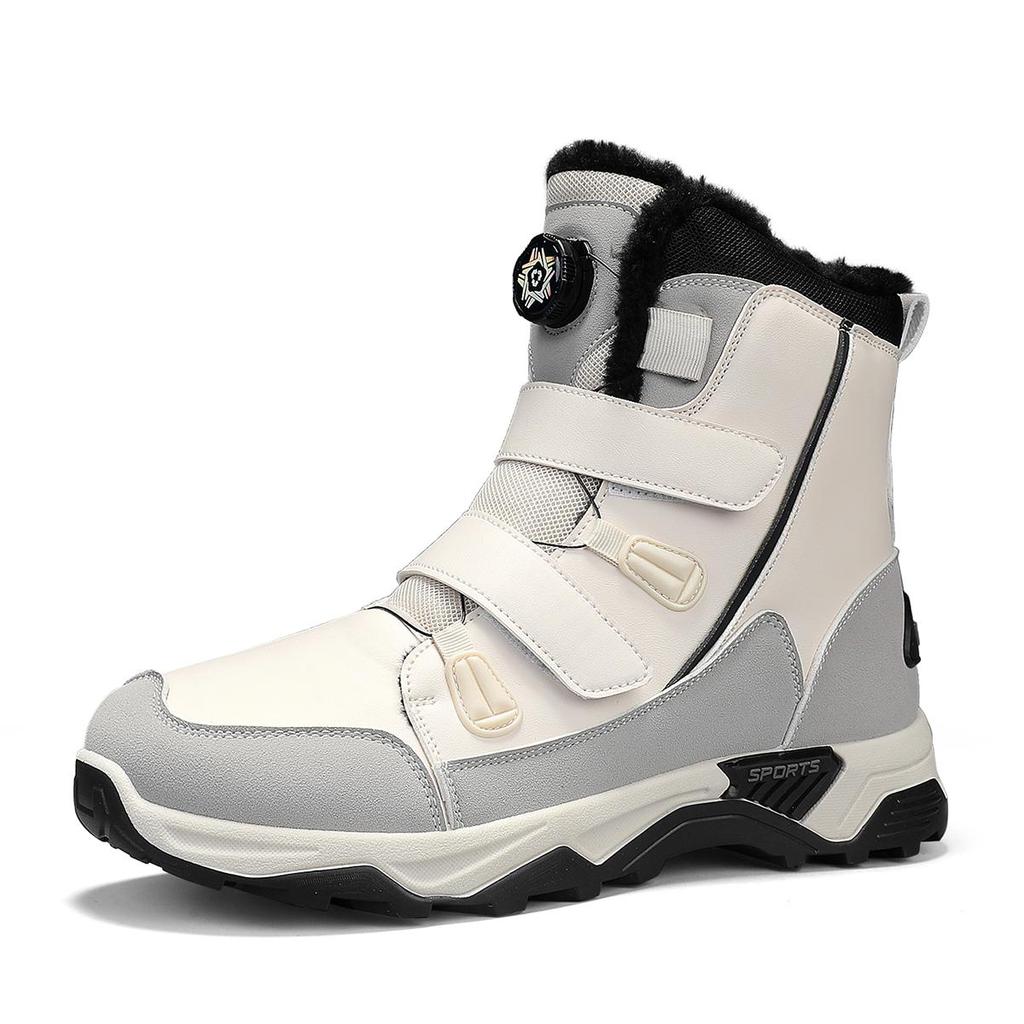 Women Winter Plus Snow Boots Men Medium Warm High Top Cotton Shoes Large Antiskid Solid Color